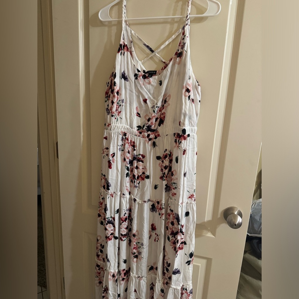 Floral White and Pink Women's Dress